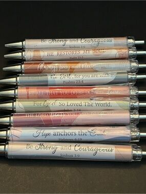 Inspirational Scripture Ballpoint Pens - Pastel Gradient Set of 9 Med Pt Black